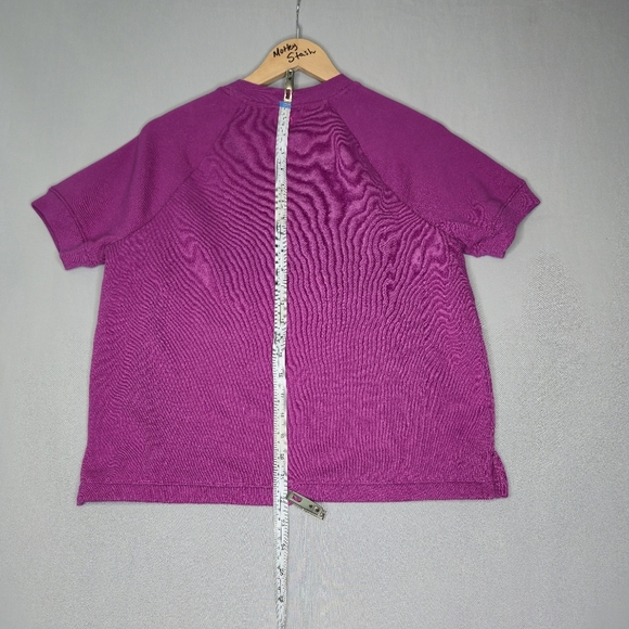 Pink Fleece cropped short sleeve crewneck sweatshirt Size XS - Picture 3 of 8